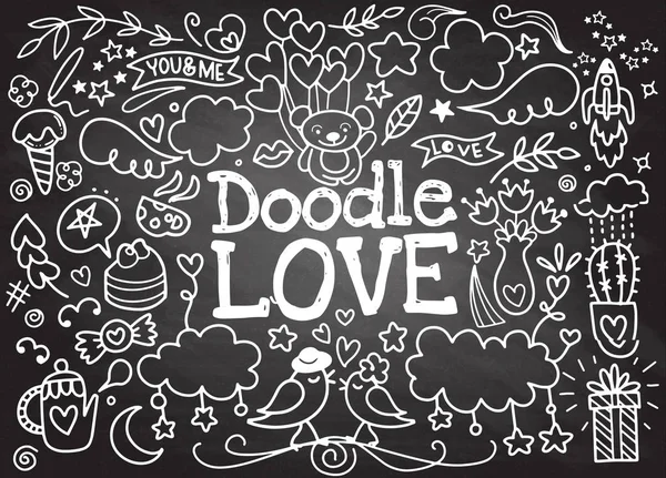 Roztomilé kreslené vektorové ručně tažené Doodle Love ilustrace. Čáry ar — Stockový vektor