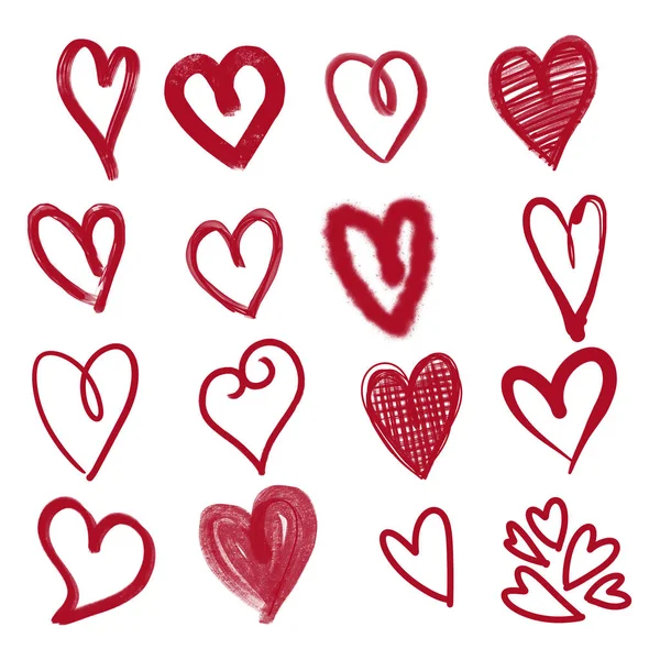 Elle çizilmiş kalpler. Sevgililer Günü için tasarım ögeleri. — Stok Vektör