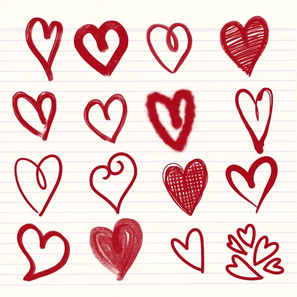 손으로 뽑은 심장. 발렌타인데이를 위한 설계 요소. — 스톡 벡터