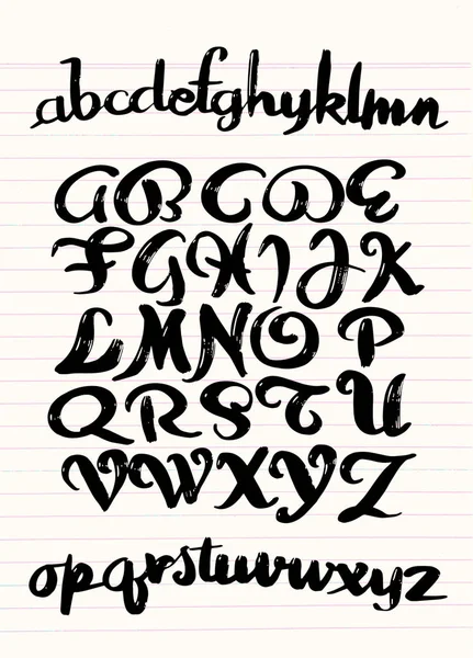 Kalligrafische alfabet. Vector brieven. Hand getekende lettertype. Lettertype — Stockvector