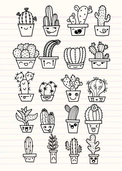 Freehand vector drawing ,Cute hand drawn vector cactuse in the f — Stock Vector