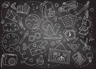  Okuluna geri dön karalamalar, poster iyi tekstil kumaş desi için