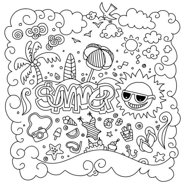 Hand drawn vector illustration set of summer elements.Hand drawi — Stock Vector