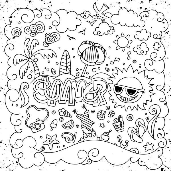 Hand drawn vector illustration set of summer elements.Hand drawi — Stock Vector