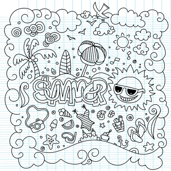 Hand getrokken vector illustratie set zomer elementen. Hand drawi — Stockvector