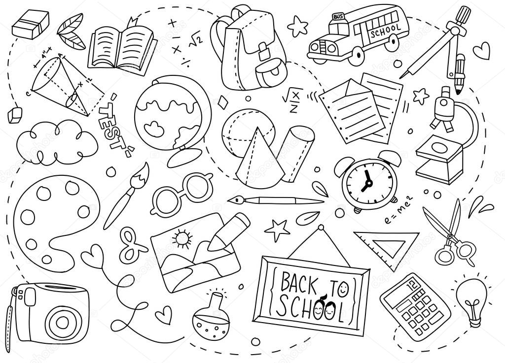  Back to School poster with doodles,Good for textile fabric desi