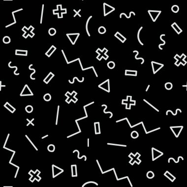 Geometrik vektör desen. Hippi moda Memphis tarzı.