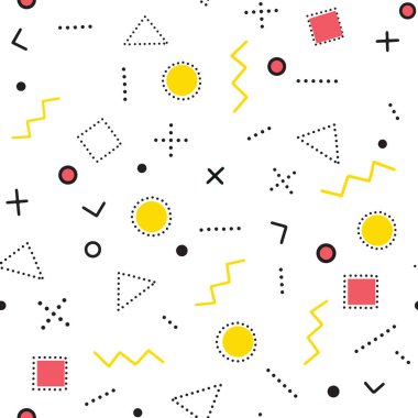 Geometrik vektör desen. Hippi moda Memphis tarzı.