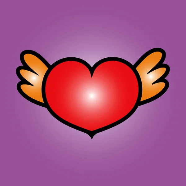 Heart with wings. Flat Style Vector Illustration — Stock Vector