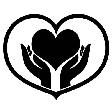 Kalp el simgesi illüstrasyon izole vektör işareti sembolü