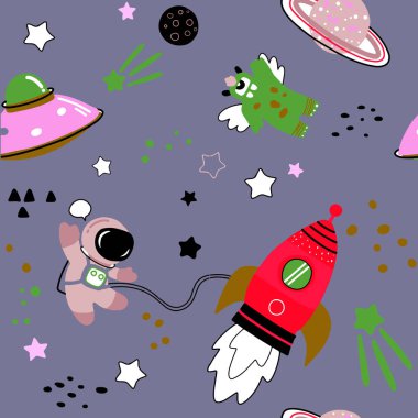 Boş alan öğeleri alan çocukça seamless modeli el ile çizilmiş, 