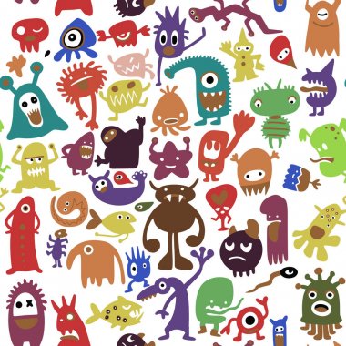 el siyah canavar siluetleri çekilmiş. vektör çizim. Monst