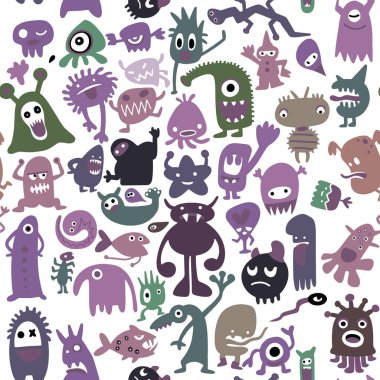 el siyah canavar siluetleri çekilmiş. vektör çizim. Monst