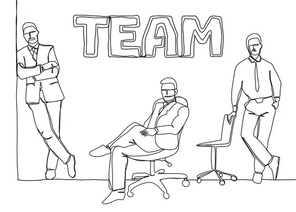 Business Team Continu Lijntekening — Stockvector