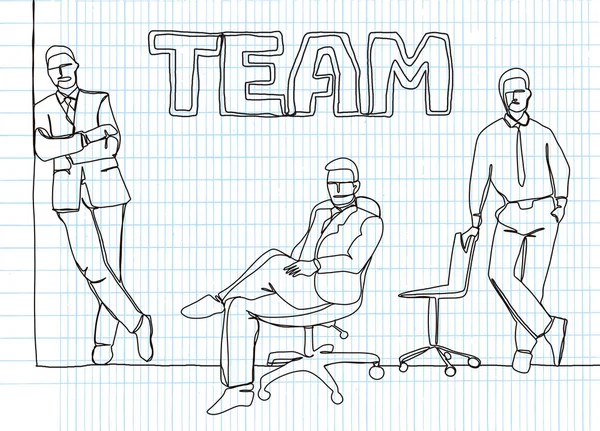 ビジネス チーム 連続直線の描画 — ストックベクタ