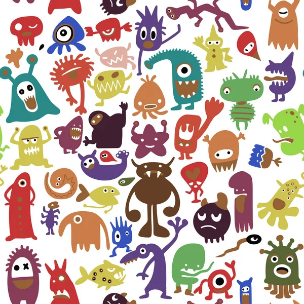 el siyah canavar siluetleri çekilmiş. vektör çizim. Monst