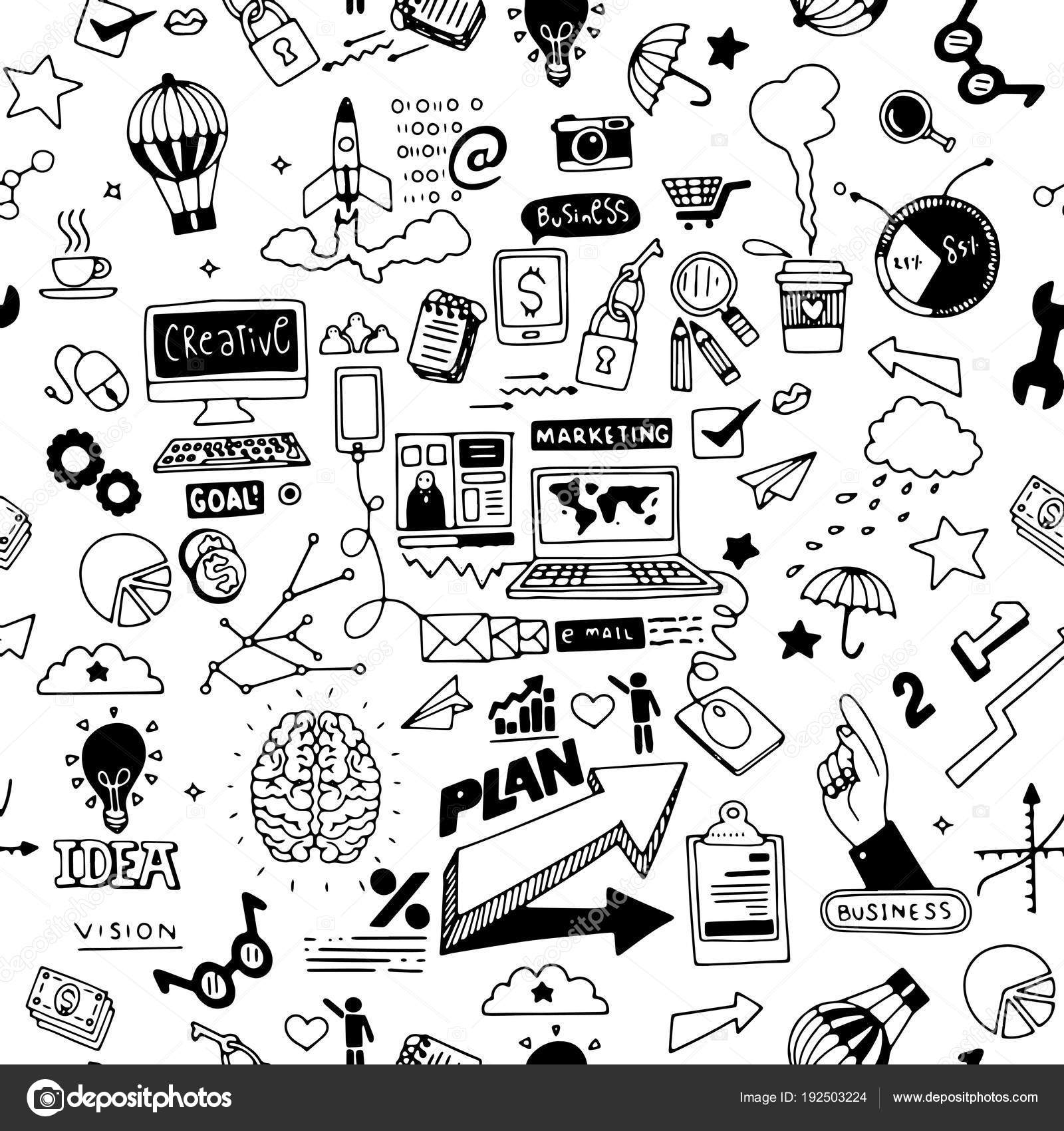 Set Vector Doodle Element Related Startup Stock Vector (Royalty