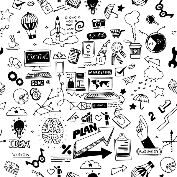 Üzleti doodles vázlat készlet, infographics elemek elszigetelt, ve — Stock Vector