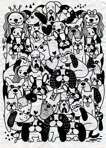Dibujado Mano Vector Ilustración Doodle Lindos Perros Dibujos Animados Divertidos — Vector de stock