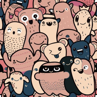 Vektör seamless modeli el ile dokulu kediler grafikte çizmek 