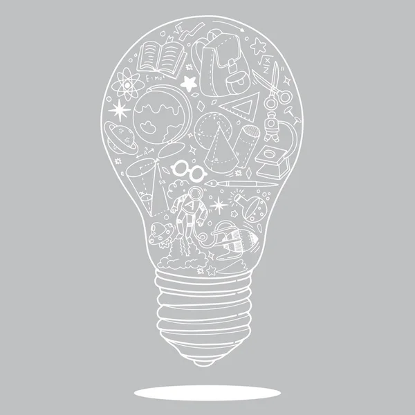 Ilustración Vectorial Del Conjunto Iconos Doodle Lightbulb Ideas Concepto Doodles — Vector de stock