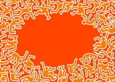 El çizimi Doodle vektör çizim, komik parti insanlar, düz tasarım