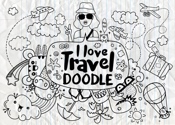 Travel doodles sketch icons — Stock Vector
