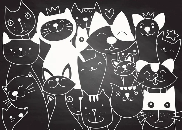 Векторна ілюстрація милого котячого фону Doodle — стоковий вектор