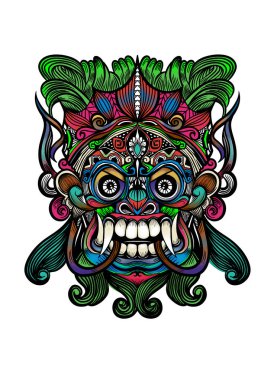 Traditional Balinese mask of the terrible mythical defender,Vect clipart