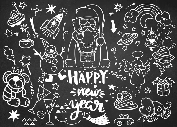 Set an weihnachtlichen Designelementen im Doodle-Stil — Stockvektor