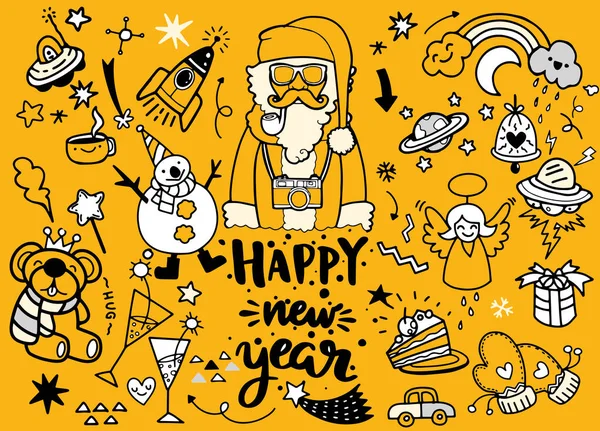 Ensemble d'élément de conception de Noël dans le style doodle — Image vectorielle