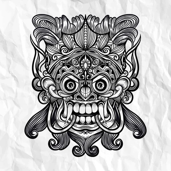 Máscara balinesa tradicional del terrible defensor mítico — Archivo Imágenes Vectoriales