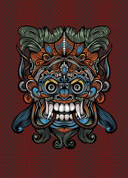 Traditionele Balinese masker van de verschrikkelijke mythische verdediger, Vect — Stockvector