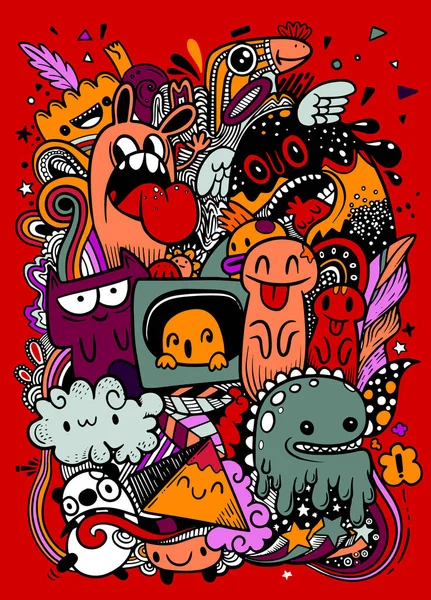 Abstract Grunge Urban Pattern Monster Character Super Drawing Graffiti Style — стоковый вектор