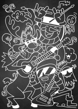 Müzik aletleri olan Noel karakterleri. Noel Baba.