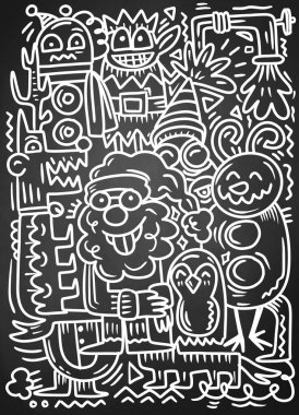 Doodle Noel arkaplanının vektör çizimi El çizimi 