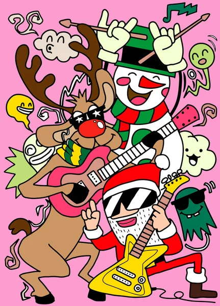 Personagens de Natal com instrumentos musicais definidos. Papai Noel —  Vetores de Stock