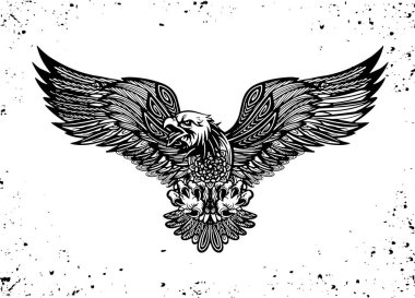 Kartal amblemi beyaz vektör illüstrasyon izole. Özgürlüğün Amerikan sembolü