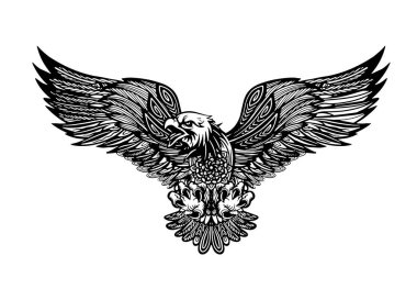 Kartal amblemi beyaz vektör çiziminde izole edildi. Amerikan Simgesi