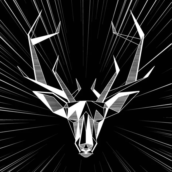 ベクトル概要鹿の頭を多角形にしたもの。幾何学的線形 — ストックベクタ