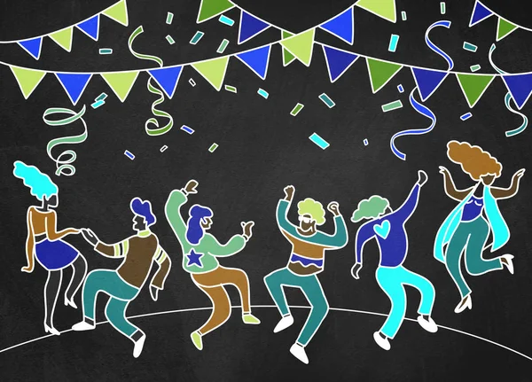 Ручной рисунок Doodle Vector Illustration of Funny Party people, F — стоковый вектор