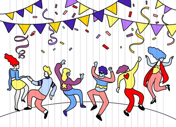 Ручной рисунок Doodle Vector Illustration of Funny Party people, F — стоковый вектор