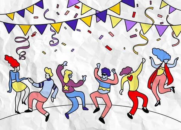 Ручной рисунок Doodle Vector Illustration of Funny Party people, F — стоковый вектор