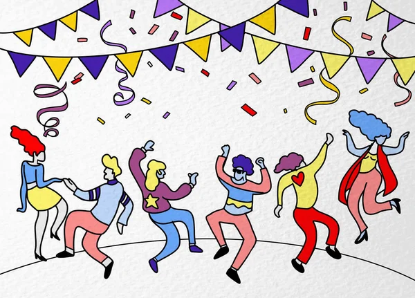 Ручной рисунок Doodle Vector Illustration of Funny Party people, F — стоковый вектор