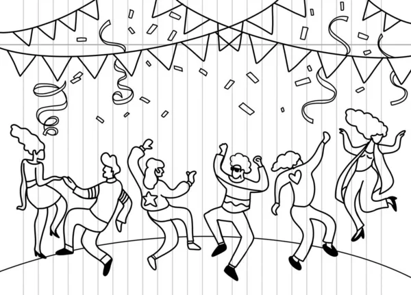 Χέρι κατάρτιση Doodle διανυσματικά εικονογράφηση της αστείο άνθρωποι κόμμα, F — Διανυσματικό Αρχείο