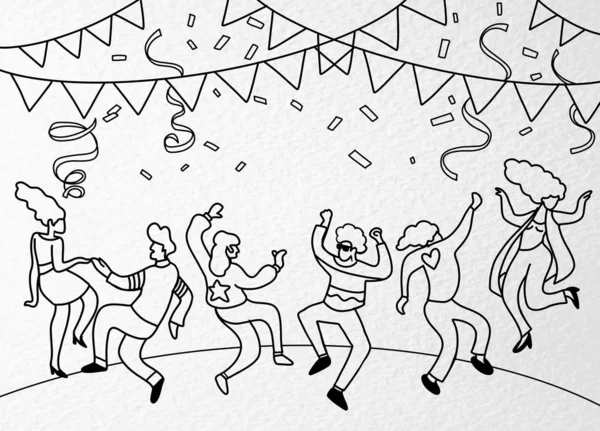 Hand tekenen Doodle Vector Illustratie van grappige partij mensen, F — Stockvector