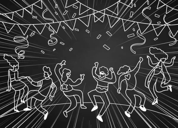 Ручной рисунок Doodle Vector Illustration of Funny Party people, F — стоковый вектор