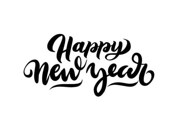 Felice anno nuovo pennello lettering mano, isolato su backgroun bianco — Vettoriale Stock