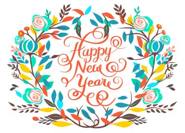 Çiçek açan çiçekli klasik çiçek tebrik kartı, Happ