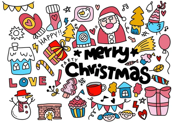 Colección de garabatos de Navidad, dibujado a mano nuevos elementos de año para es — Vector de stock